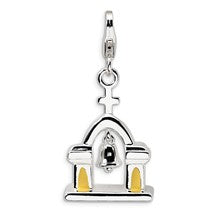 Amore La Vita Sterling Silver 3-D Enameled Church w/Moving Bell Charm hide-image