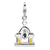 3-D Enameled Church w/Moving Bell Charm in Sterling Silver