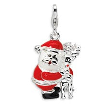Amore La Vita Sterling Silver 3-D Enameled Santa and Reindeer Charm hide-image