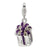 3-D Purple Enameled Present Charm in Sterling Silver