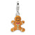3-D Enameled Gingerbread Cookie Charm in Sterling Silver