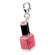 Amore La Vita Sterling Silver 3-D Enameled Pink Nail polish Bottle Charm hide-image