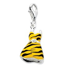 Amore La Vita Sterling Silver Click-on CZ Enamel Tiger Dress Charm hide-image
