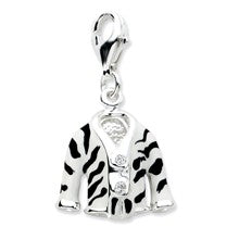 Amore La Vita Sterling Silver Click-on CZ Enamel Zebra Jacket Charm hide-image