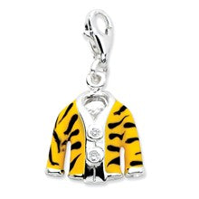 Amore La Vita Sterling Silver Click-on CZ Enamel Tiger Jacket Charm hide-image