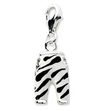 Amore La Vita Sterling Silver Click-on CZ Enamel Zebra Pants Charm hide-image