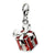 Red Enameled Present Charm in Sterling Silver