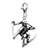 3-D Antiqued Skier Charm in Sterling Silver