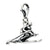 3-D Antiqued Skier Charm in Sterling Silver