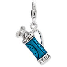 Amore La Vita Sterling Silver Enameled 3-D Golf Bag and Clubs Charm hide-image
