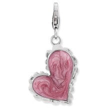 Amore La Vita Sterling Silver Enameled 3-D 2-Sided Heart Charm hide-image