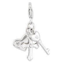 Amore La Vita Sterling Silver Heart Cross and Key Charm hide-image