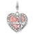 Enameled Heart w/Bow Wrapped Charm in Sterling Silver