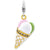 Enameled 3-D Gold Plated Ice Cream Cone Charm in Sterling Silver