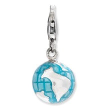 Amore La Vita Sterling Silver 3-D Enameled World Globe Charm hide-image