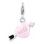 Enameled 3-D Kiss Cupid Heart Charm in Sterling Silver