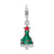 Rhodium-Plated 3-D Enameled Christmas Tree Charm in Sterling Silver