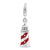 Rhodium-Plated 3-D Enameled Lighthouse Charm in Sterling Silver