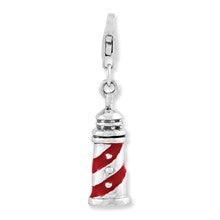 Amore La Vita Sterling Silver Rhodium-Plated 3-D Enameled Lighthouse Charm hide-image