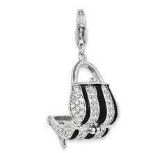 Amore La Vita Sterling Silver Black Enameled CZ Handbag Charm hide-image