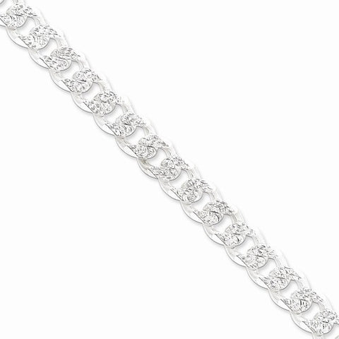 Sterling Silver Pave Curb Chain Anklet