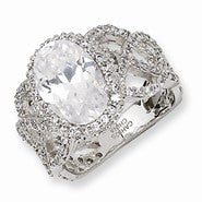 Sterling Silver Fancy Oval CZ Ring