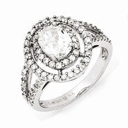 Sterling Silver Fancy Oval CZ Ring