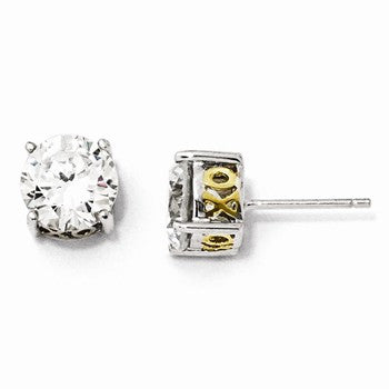 Sterling Silver Gold-plated 8mm X O CZ Post Earrings