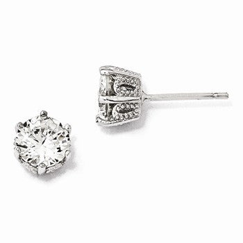 Sterling Silver 6.5mm CZ Stud Earrings