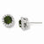 Sterling Silver Glass Simulated Emerald CZ Round Post Earrings