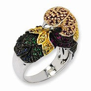 Sterling Silver CZ & Sim. Emerald Parrot Ring