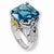 Sterling Silver Enameled Sim. Blue Topaz/CZ Hummingbird Ring