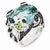 Sterling Silver CZ & Glass Simulated Blue Topaz Turtle Ring
