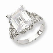 Sterling Silver CZ Step Cut Ring