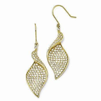 Sterling Silver CZ Gold-Plated French Wire Dangle Earrings