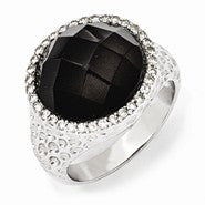 Sterling Silver CZ & Black Onyx Ring