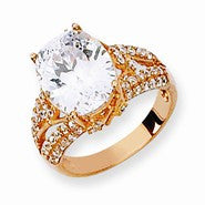 Sterling Silver CZ Rose Gold-Plated Ring