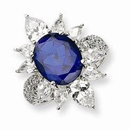 Sterling Silver CZ Synthetic Blue Spinel Ring