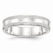 Sterling Silver 5mm Design Edge Wedding Band