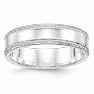 Sterling Silver 6mm Design Edge Wedding Band