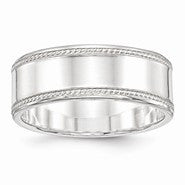 Sterling Silver 8mm Designed Edge Wedding Band