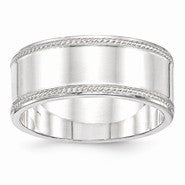 Sterling Silver 9.5mm Designed Edge Wedding Band