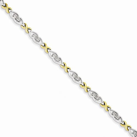 Sterling Silver & 14K Yellow Gold Diamond Bracelet