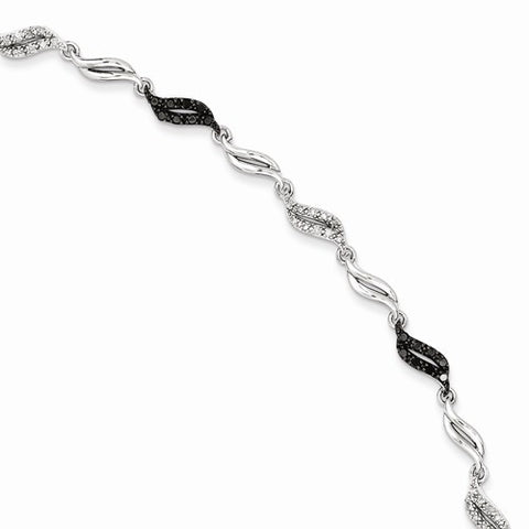 Sterling Silver White & Black Diamond Bracelet