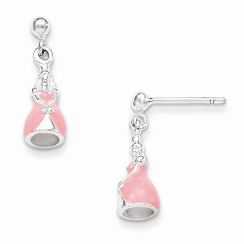 Sterling Silver Childrens Enameled Princess Post Dangle Earrings