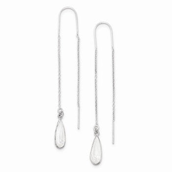 Sterling Silver Clear Crystal Teardrop Threader Earrings