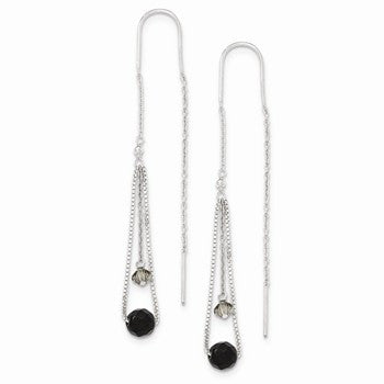 Sterling Silver Black Turmarine Crystal Threader Earrings