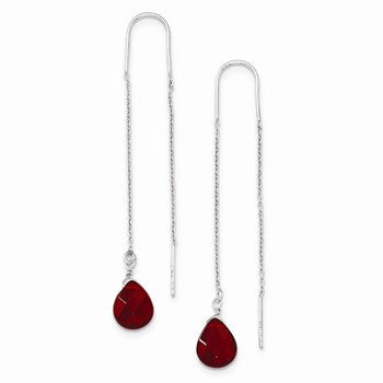 Sterling Silver Red Crystal Threader Earrings