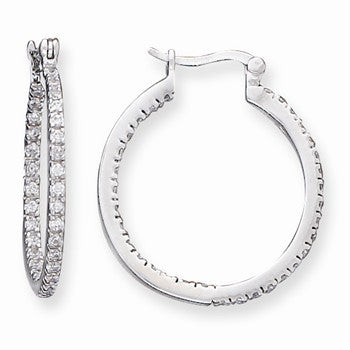 Sterling Silver CZ Hoop Earrings