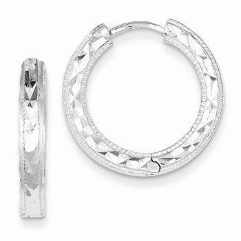 Sterling Silver Diamond-cut Hoop Earrings